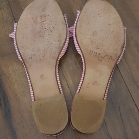 Unisa - Pink & White Striped Gingham Bow Slides‎ - Picture 6 of 7